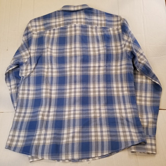 Untuckit Mens Short Sleeve Blue Check Plaid Button Up Size Medium Slim Fit Fiano - Picture 4 of 9